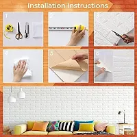 DILLION Self-Adhesive Waterproof PE Foam 3D Wall Panels Wallpaper White Brick Wallpaper Sticker for Bathroom, Living Room, and Home Decoration (White Brick Wallpaper 70 X 77 cm)-thumb1