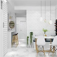 DILLION Self-Adhesive Waterproof PE Foam 3D Wall Panels Wallpaper White Brick Wallpaper Sticker for Bathroom, Living Room, and Home Decoration (White Brick Wallpaper 70 X 77 cm)-thumb2