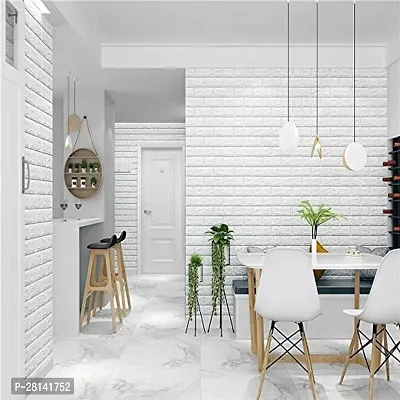 DILLION Self-Adhesive Waterproof PE Foam 3D Wall Panels Wallpaper White Brick Wallpaper Sticker for Bathroom, Living Room, and Home Decoration (White Brick Wallpaper 70 X 77 cm)-thumb3