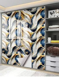 Pack Of 1 Premium Wall Stickers DIY Wallpaper Vinyl Marble Peel and Stick Waterproof (60x200cm) (Premium Blue Gold)-thumb3