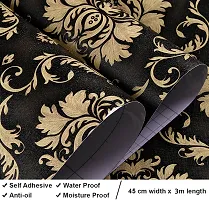 PACK OF 1 Wall Stickers DIY Wallpaper (45 x 500 cm) Black Damask Luxury Self Adhesive Decals-thumb2