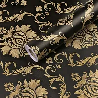 PACK OF 1 Wall Stickers DIY Wallpaper (45 x 500 cm) Black Damask Luxury Self Adhesive Decals-thumb3