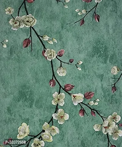 Pack Of 1  Self Adhesive Decorative Peel Stick Sea Green Waterproof Floral Wallpaper PVC Vinyl DIY Wall Stickers 45x500 cm (Green Floral)