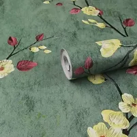 Pack Of 1  Self Adhesive Decorative Peel Stick Sea Green Waterproof Floral Wallpaper PVC Vinyl DIY Wall Stickers 45x500 cm (Green Floral)-thumb3