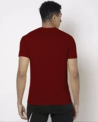 Stylish Maroon Cotton Blend Solid Half Sleeve Round Neck Tees For Men-thumb1