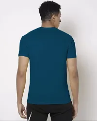 Stylish Blue Cotton Blend Solid Half Sleeve Round Neck Tees For Men-thumb1