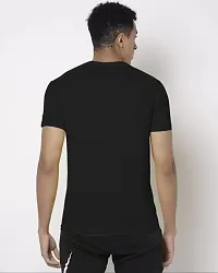 Stylish Black Cotton Blend Solid Half Sleeve Round Neck Tees For Men-thumb1