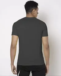 Stylish Grey Cotton Blend Solid Half Sleeve Round Neck Tees For Men-thumb1