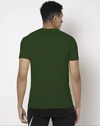 Stylish Green Cotton Blend Solid Half Sleeve Round Neck Tees For Men-thumb1