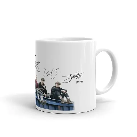 "PASHUPATASTRA BTS Signature Army Best Gift for BTS Lovers with Glossy Printed Ceramic Coffee Mug - White, (350ml)"