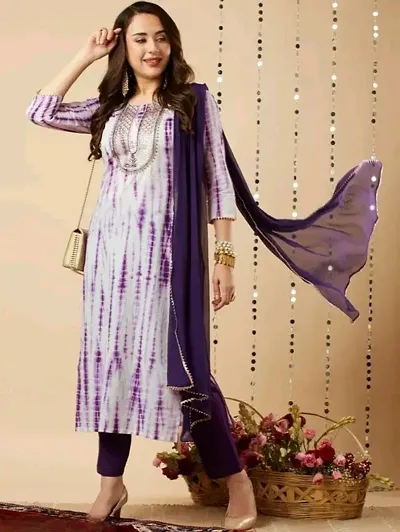 Trendy Blend Straight Kurta Pant With Dupatta