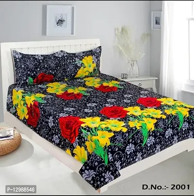 Stylish Fancy Polycotton Printed 1 Double Bedsheet With 2 Pillowcovers-thumb0