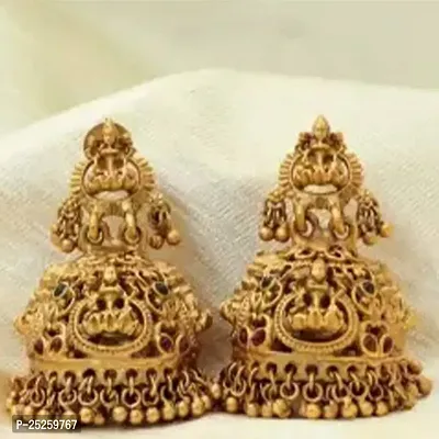 LAYKEN DESIGNER TRADITIONAL GOLDEN CUBIC ZIRCONIA  PEARL GOLD PLATED JHUMKA DROP EARRINGS FOR WOMEN GIRLS-thumb2