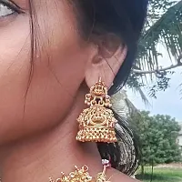 LAYKEN DESIGNER TRADITIONAL GOLDEN CUBIC ZIRCONIA  PEARL GOLD PLATED JHUMKA DROP EARRINGS FOR WOMEN GIRLS-thumb2