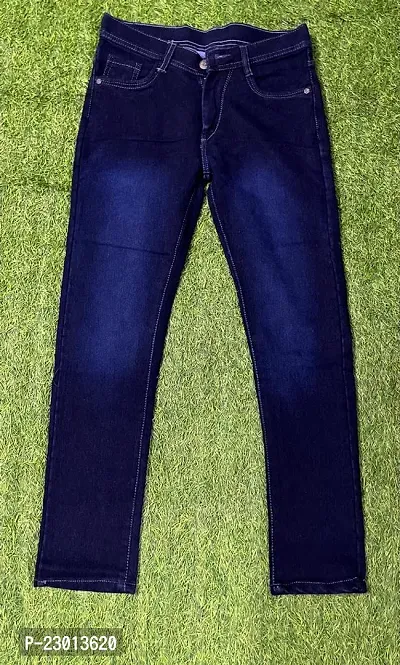 Trendy Blue Cotton Mid-Rise Jeans Regular Fit Jeans For Men