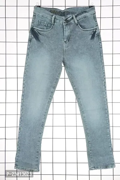 Trendy Grey Cotton Mid-Rise Jeans Regular Fit Jeans For Men