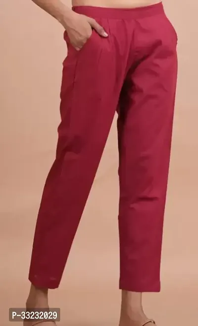 Elegant Maroon Cotton Solid Trousers For Women And Girls Pack of 1-thumb2