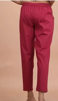 Elegant Maroon Cotton Solid Trousers For Women And Girls Pack of 1-thumb2