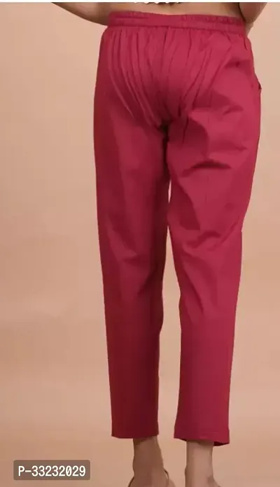 Elegant Maroon Cotton Solid Trousers For Women And Girls Pack of 1-thumb3