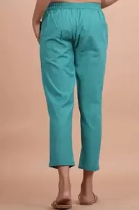 Elegant Green Cotton Solid Trousers For Women And Girls Pack of 1-thumb1