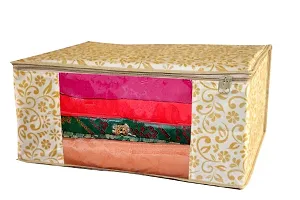 Saree cover 6 Piece Non Woven Fabric Saree Cover Set with Transparent Window, Extra Large wardrobe organizer Set of 6 Cloth Cover/ Storage box/ cloth pouch-thumb3