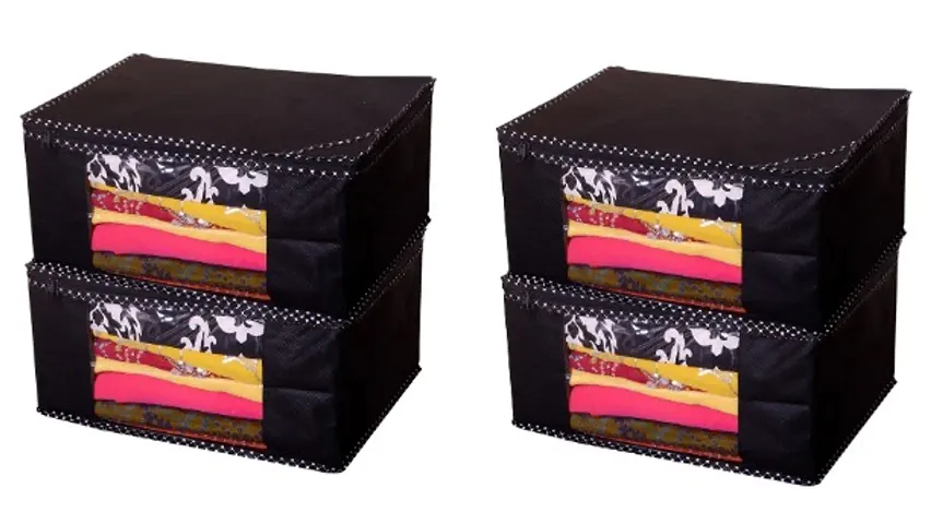 Designer Non-Woven Self Pattern Saree Organizer Covers (Pack Of 4)