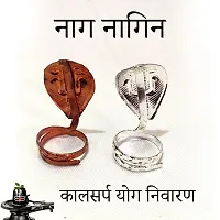 Ayodhya Bhakti Pair of Naag Nagin for Pooja Nag Devta Silver Naag for Shivling Nag Naagin Joda Snake Pair for Kal Sarp Dosha 2 Pic Copper Nag- Silver Nagin-thumb1