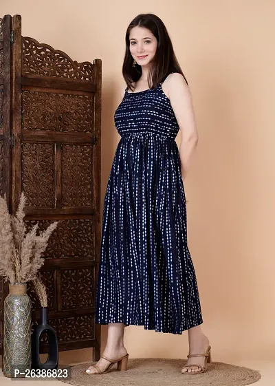 Stylish Navy Blue Rayon Embellished Dresses For Women-thumb3