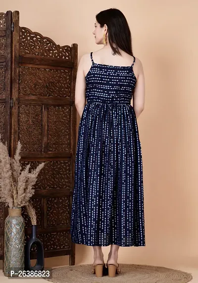 Stylish Navy Blue Rayon Embellished Dresses For Women-thumb4