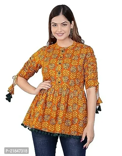 Royal Marque Women's Cotton Floral Print Regular Wear Top Printed Kurti Tops | Western Top for Womens