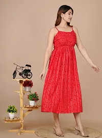 Stylish Red Rayon Embellished Dresses For Women-thumb1