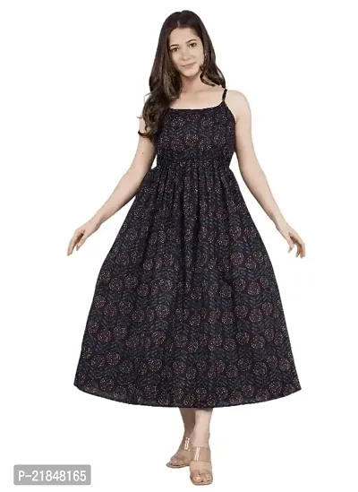 Royal Marque Women's A-line Full-Long Dress | Women's Skater Dress | Gown for Women | Ethnic Wear | Ethnic Wear for Diwali (Small) Black-thumb0