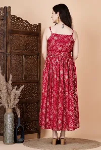 Stylish Maroon Rayon Printed Dresses For Women-thumb1