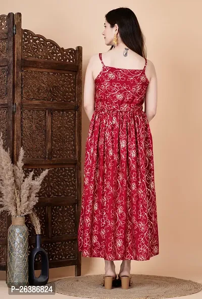 Stylish Maroon Rayon Printed Dresses For Women-thumb2