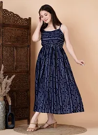Stylish Navy Blue Rayon Embellished Dresses For Women-thumb3