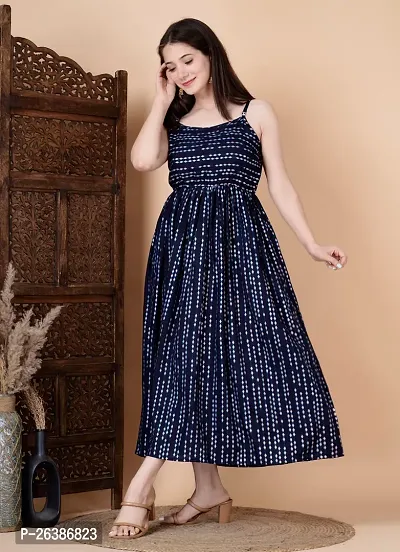 Stylish Navy Blue Rayon Embellished Dresses For Women-thumb4