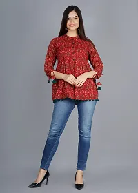 Women's Cotton Floral Print Regular Wear Top (XX-Large, Red)-thumb1