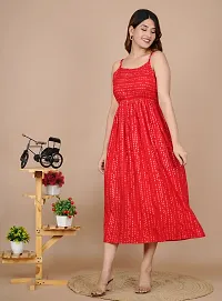 Stylish Red Rayon Embellished Dresses For Women-thumb2