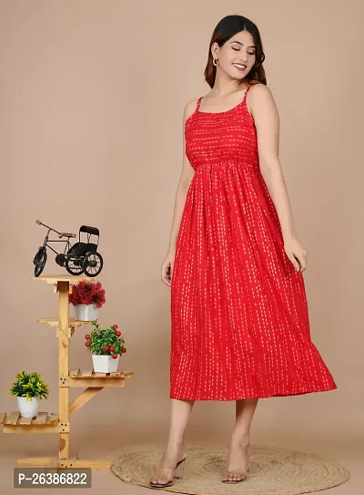 Stylish Red Rayon Embellished Dresses For Women-thumb3