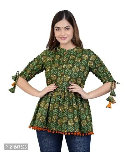 Royal Marque Women's Cotton Floral Print Regular Wear Top Printed Kurti Tops | Western Top for Womens