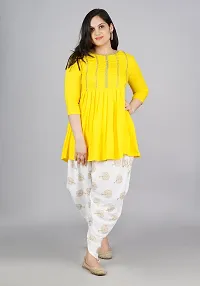 FabRasiya Women's  Girl's Rayon Kurta With Dhoti Pant Set (X-Large, Yellow)-thumb4