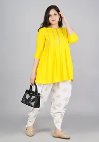 FabRasiya Women's  Girl's Rayon Kurta With Dhoti Pant Set (X-Large, Yellow)-thumb3
