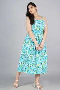 Stylish Blue Rayon Printed Dresses For Women-thumb2