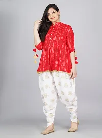 FabRasiya Women's Cotton Flared Kurta With Dhoti Pant (XXX-Large, Red)-thumb4