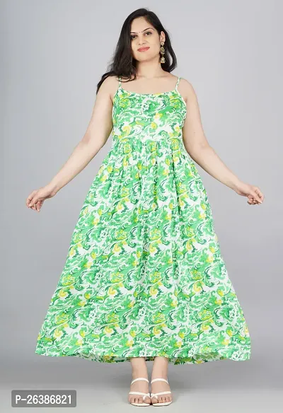 Stylish Green Rayon Printed Dresses For Women