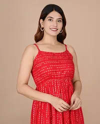 Stylish Red Rayon Embellished Dresses For Women-thumb3