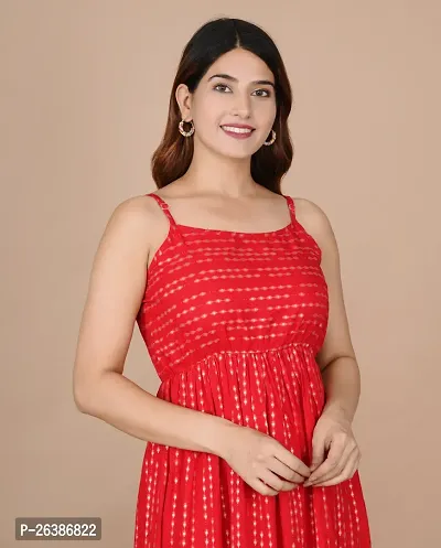 Stylish Red Rayon Embellished Dresses For Women-thumb4