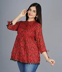 Women's Cotton Floral Print Regular Wear Top (XX-Large, Red)-thumb4