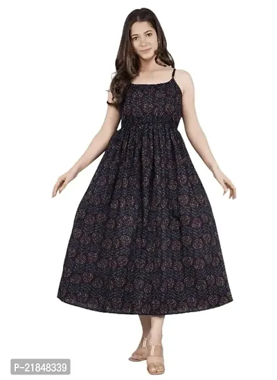 Royal Marque Women's A-line Full-Long Dress | Women's Skater Dress | Gown for Women | Ethnic Wear | Ethnic Wear for Diwali (Medium) Black