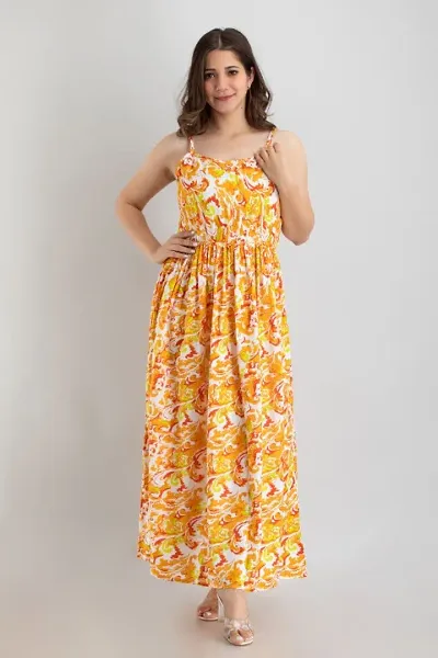 Fancy Printed Rayon Midi Dress